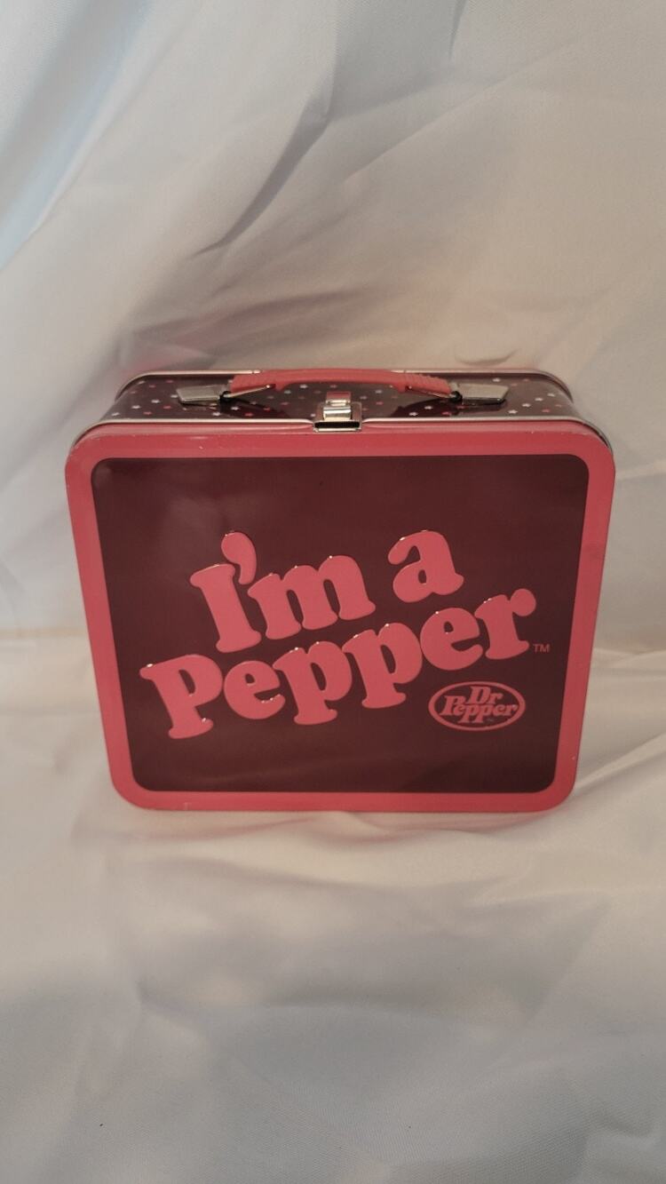 2010 Dr Pepper Metal Tin Lunch Box "I'm a Pepper" Retro look Collectors Lunchbox